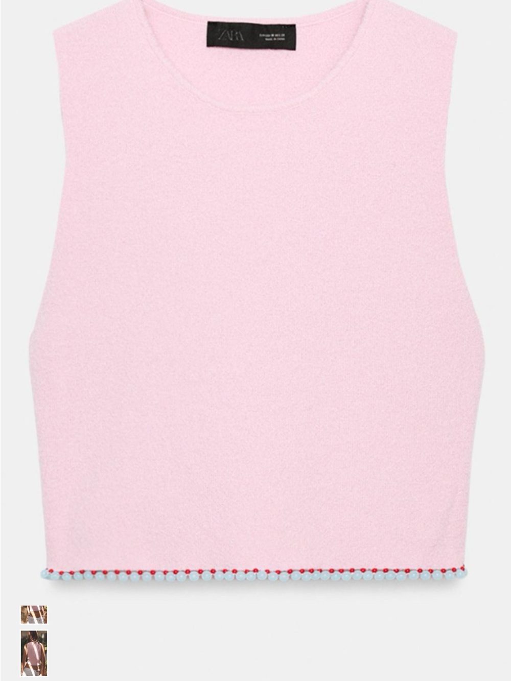 Zara beaded knit crop top
